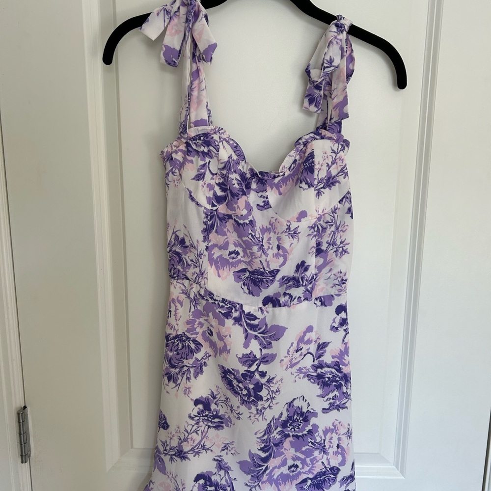 Aqua Purple Floral Mini Dress
